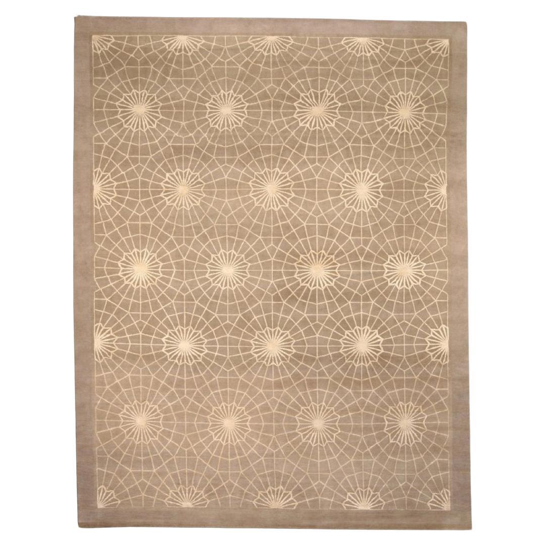 Beige and Brown Spider Web Area Rug