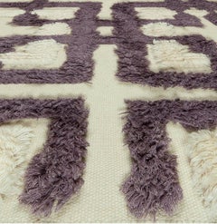 Beige and Dusty Mauve Shag Rug "Mauve Lattice" by Doris Leslie Blau