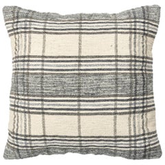 Cuscino geometrico moderno in lana e cotone beige e grigio