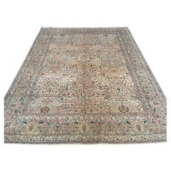Alfombra de lana de estilo tradicional beige y verde