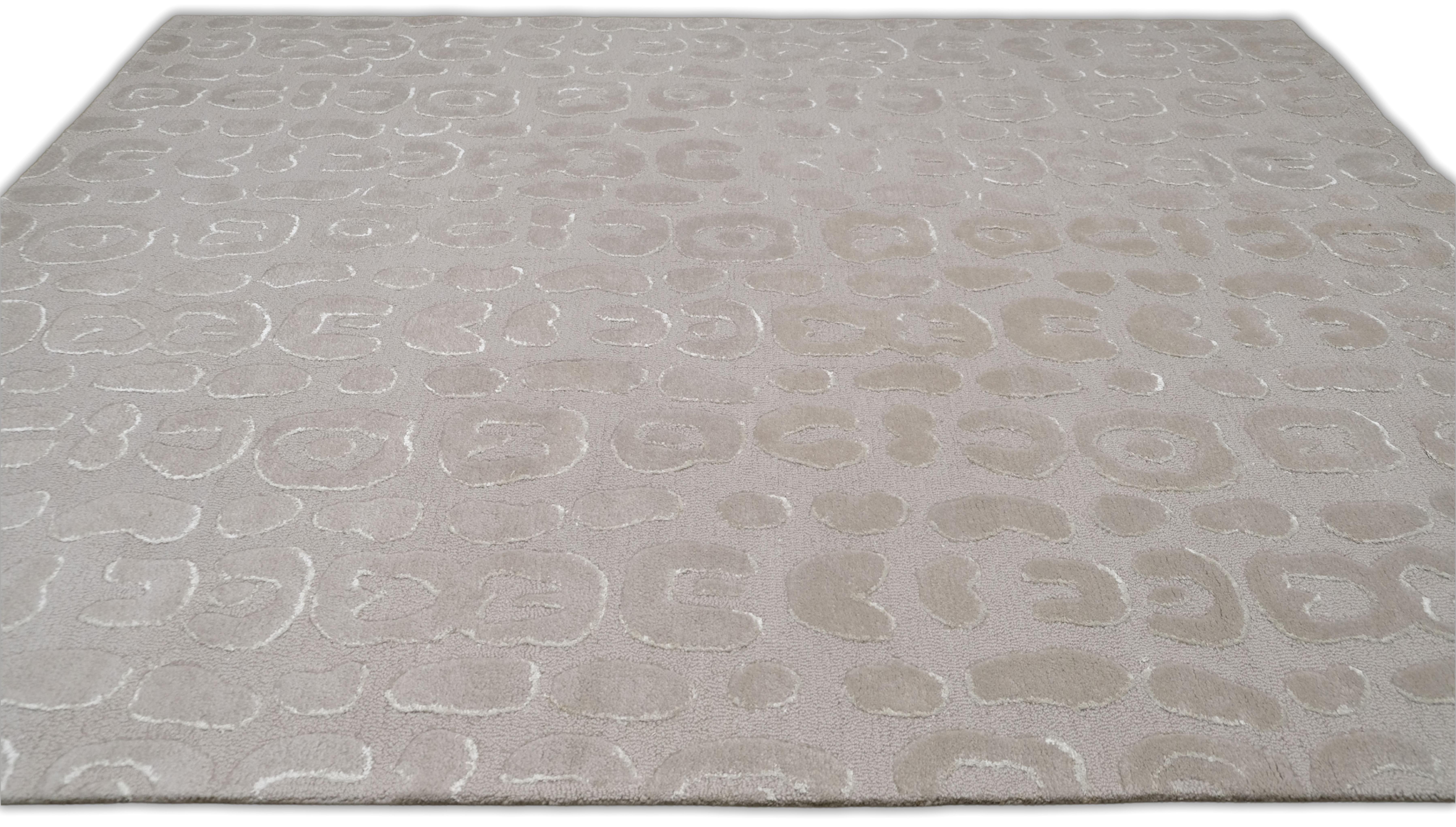 Moderno Beige e avorio, leopardo astratto disegnato  Tappeto in lana 8'x10' in vendita