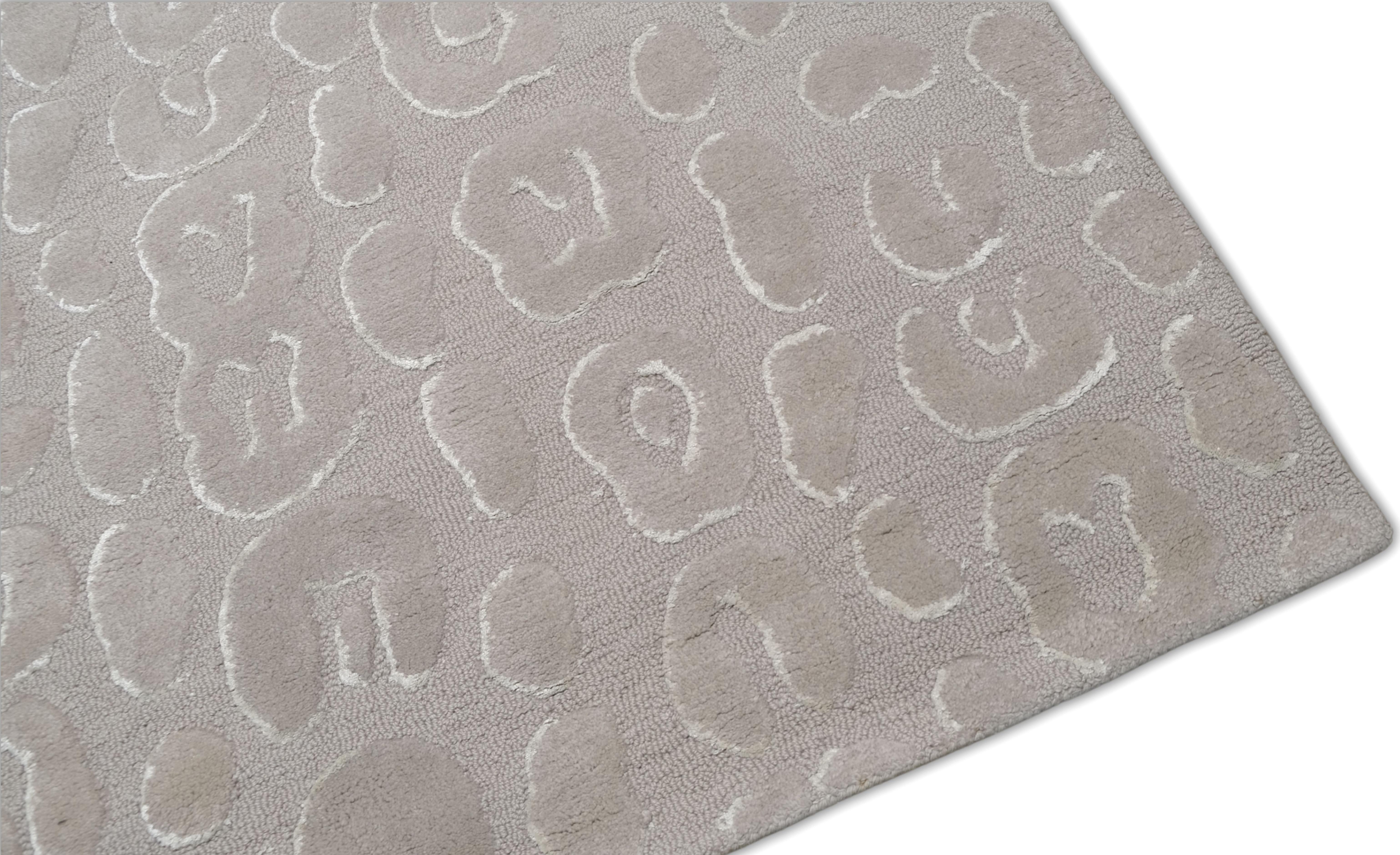Beige e avorio, leopardo astratto disegnato  Tappeto in lana 8'x10' In condizioni Nuovo in vendita a Torrance, CA