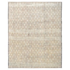 Beige and Ivory Geometric Patterned Wool Rug 11'10''x14'4''