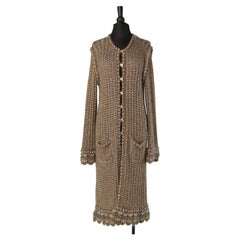 Beige and lurex knit coat CHANEL