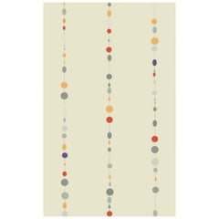 Beige and Multicolor Accent Beads Round Handknotted Wool Rug