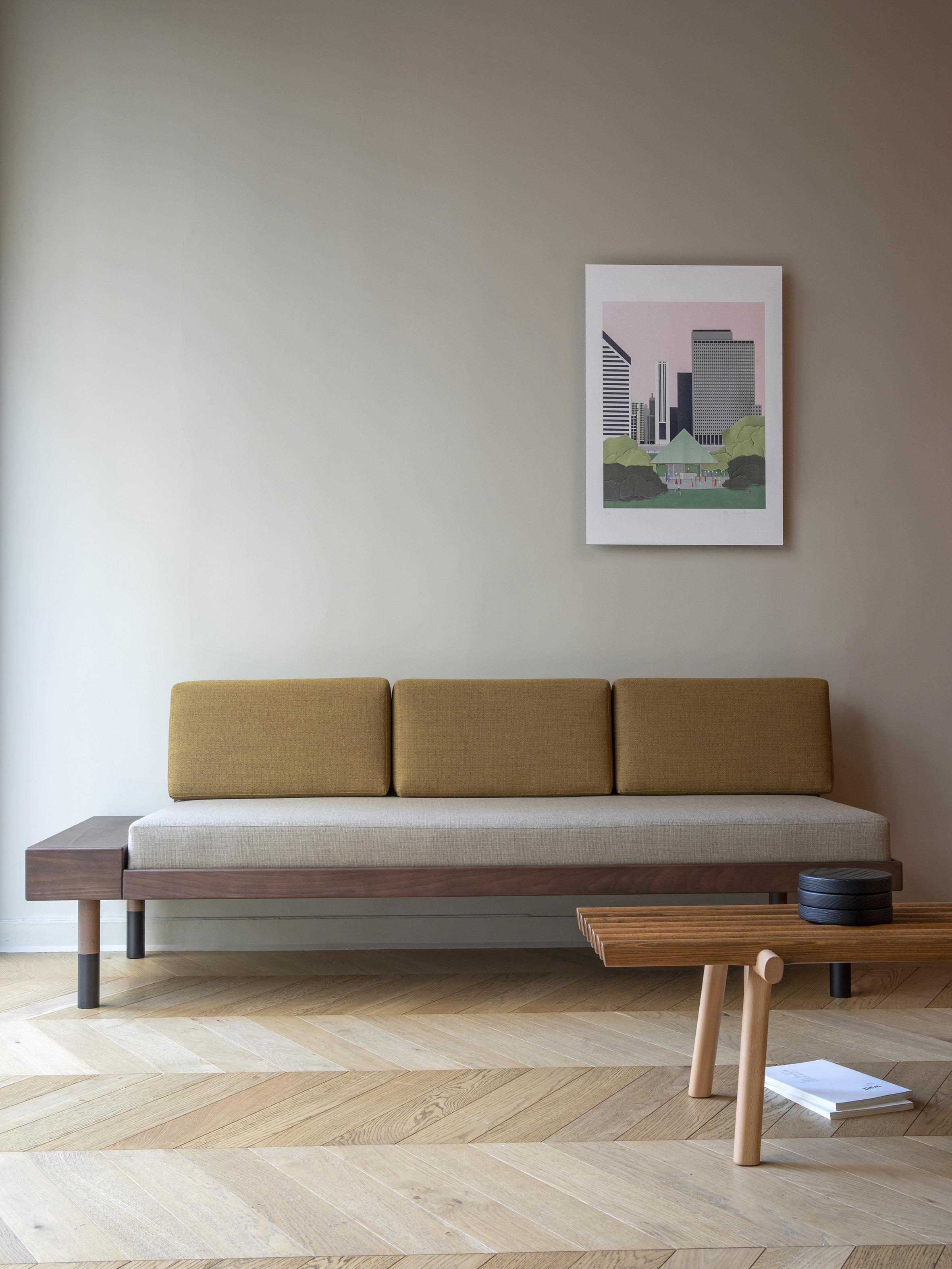 Beige and Ochre Mid Sofa by Kann Design In New Condition For Sale In Geneve, CH