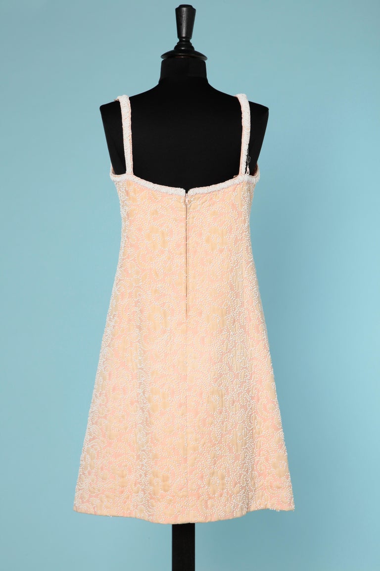 Beige and pale pink beaded cocktail dress Bergdorf Goodman On the Plaza  1967 For Sale at 1stDibs