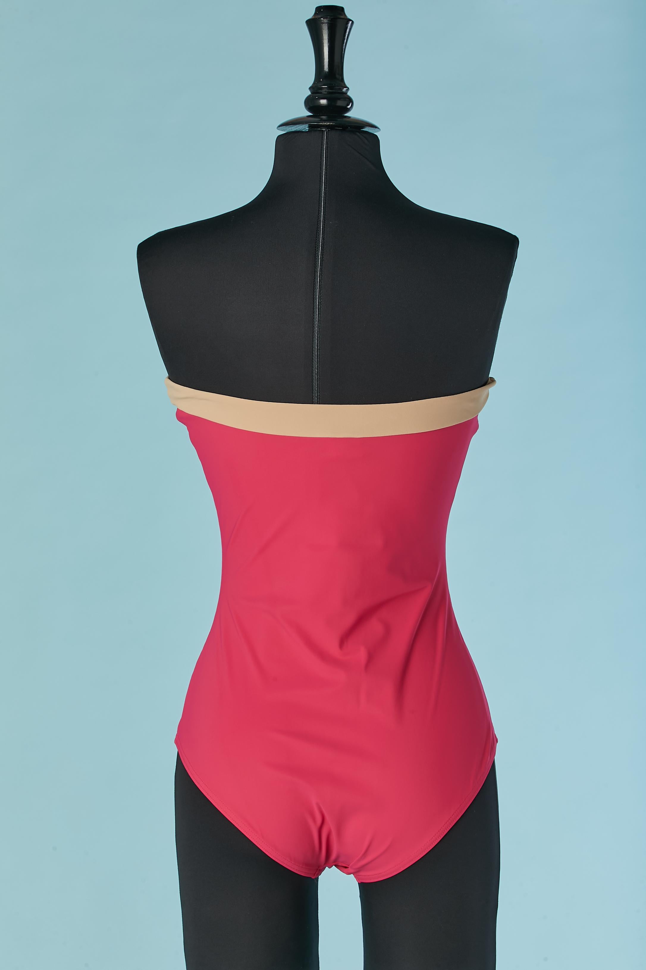 Beige and pink bustier swim-suit LANVIN In New Condition For Sale In Saint-Ouen-Sur-Seine, FR
