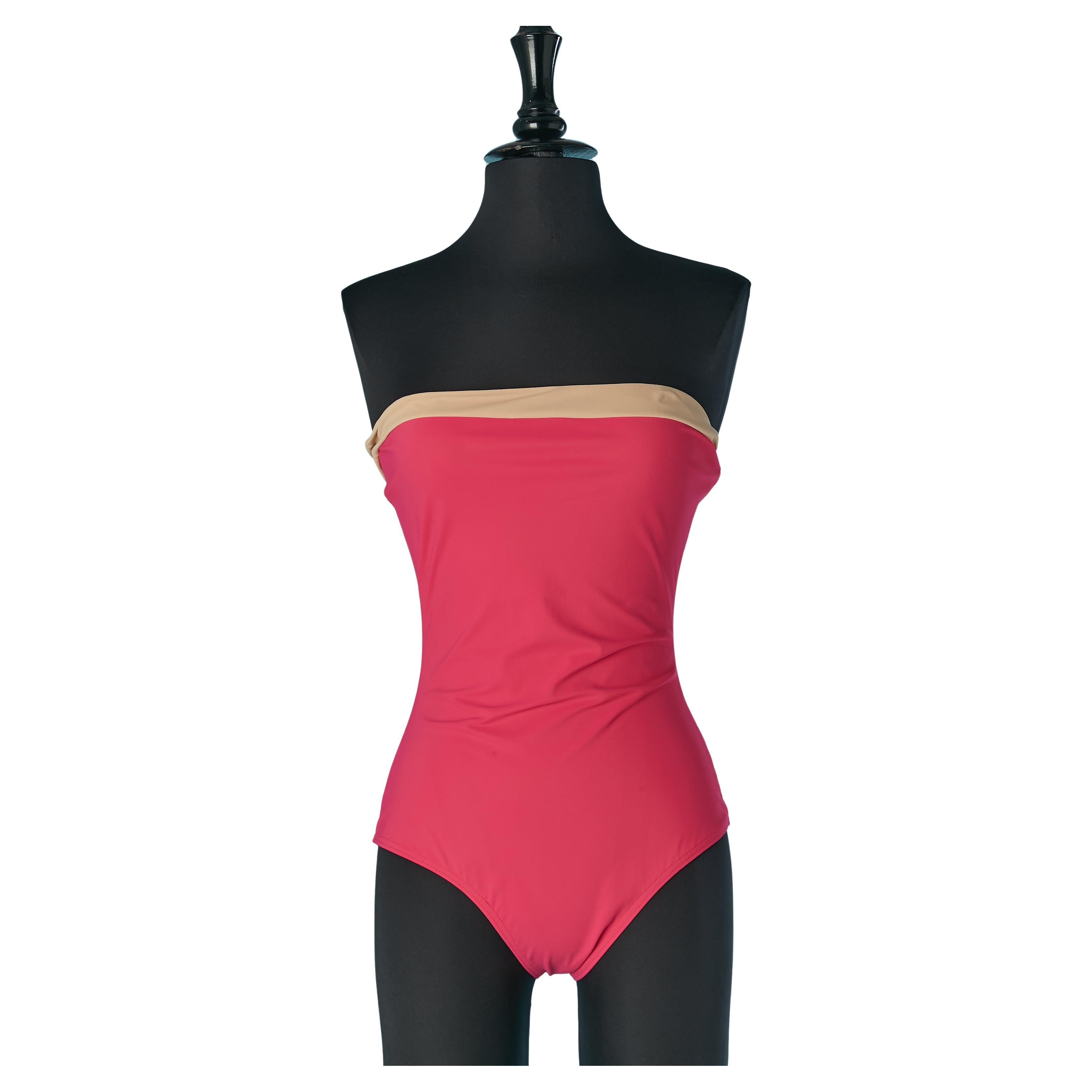 Costume da bagno bustier beige e rosa LANVIN