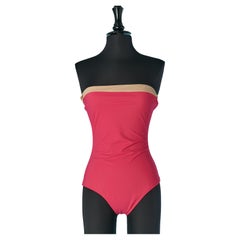 Maillot de bain bustier beige et rose LANVIN