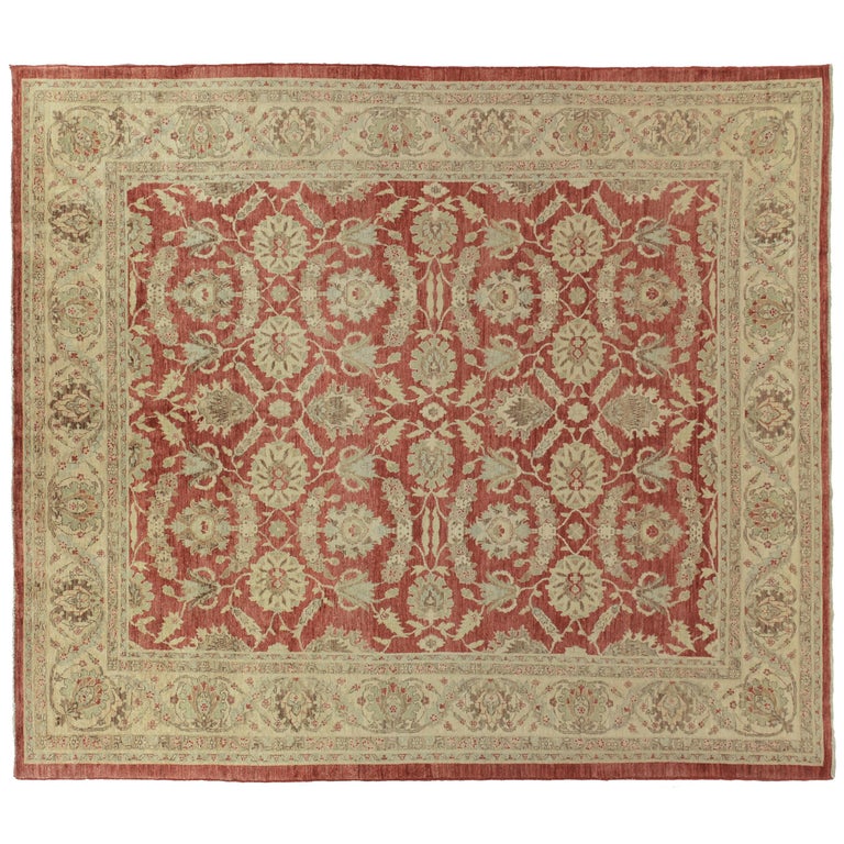 Beige and Red Traditional Style Wool Area Rug For Sale at 1stDibs