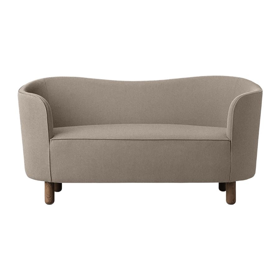 Beige and smoked oak Raf Simons Vidar 3 Mingle sofa by Lassen
Dimensions: W 154 x D 68 x H 74 cm 
Materials: Textile, Oak.

The Mingle sofa was designed in 1935 by architect Flemming Lassen (1902-1984) and was presented at The Copenhagen