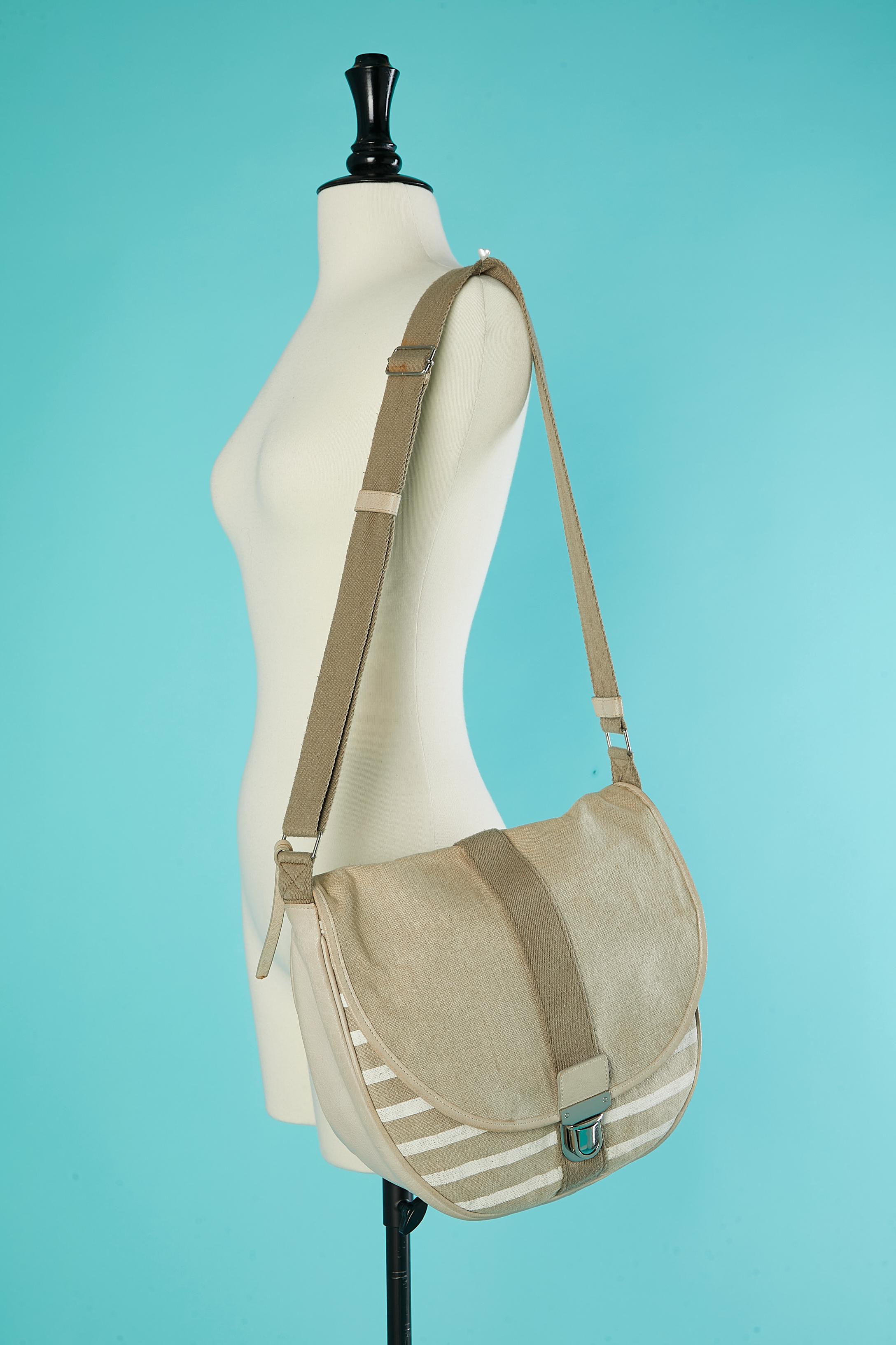 Women's or Men's Beige and striped cotton and leather cross-body bag Jean-Paul Gaultier  For Sale