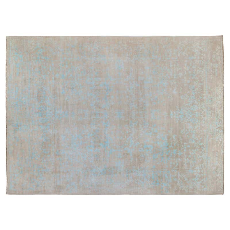 Turquoise Chevron Distressed Rug For Sale at 1stDibs