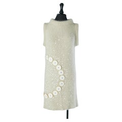 Beige angora sleeveless knit dress with sequin and rhinestone embellishment MALO
