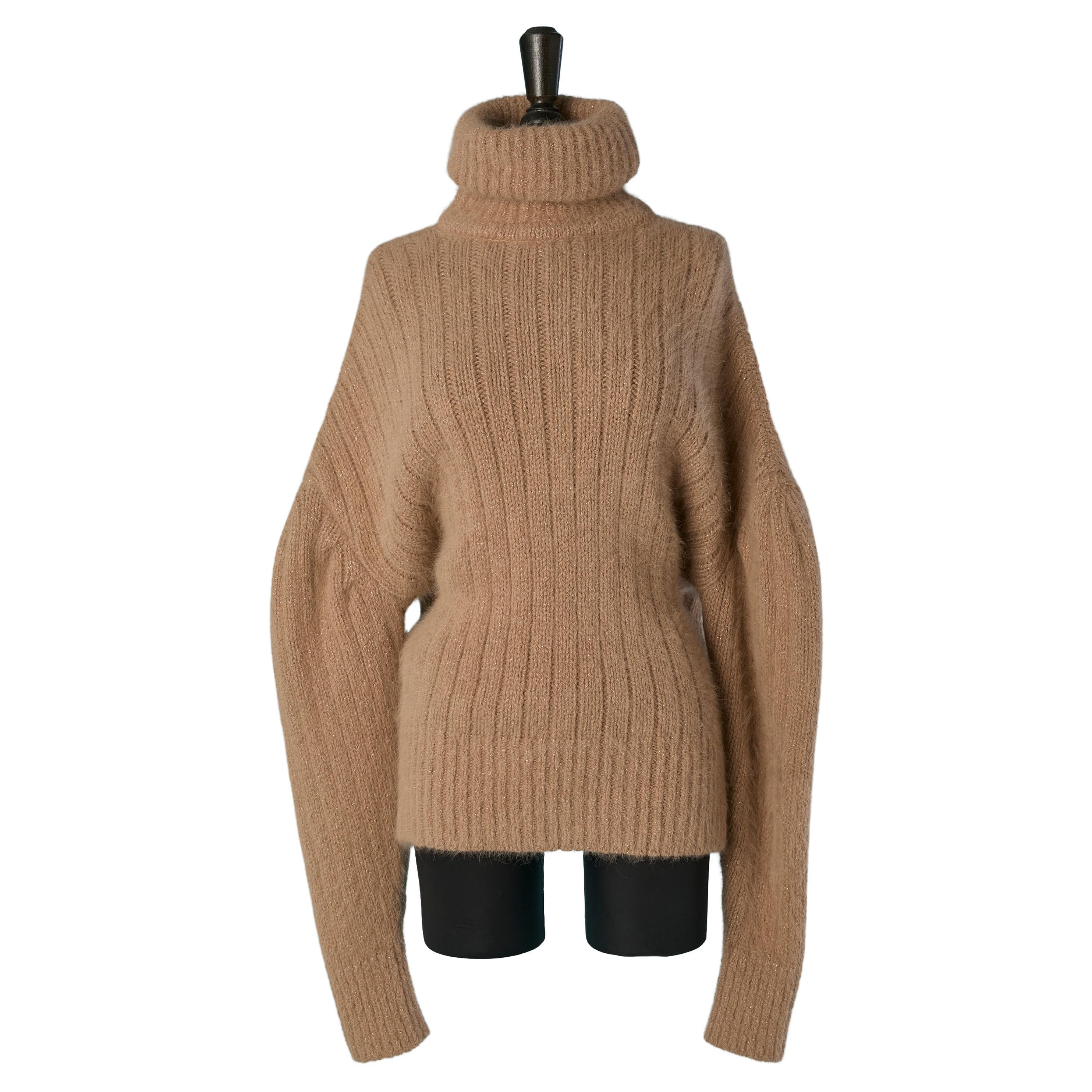 Beige angora turtle neck sweater with lurex thread ALEXANDRE VAUTHIER