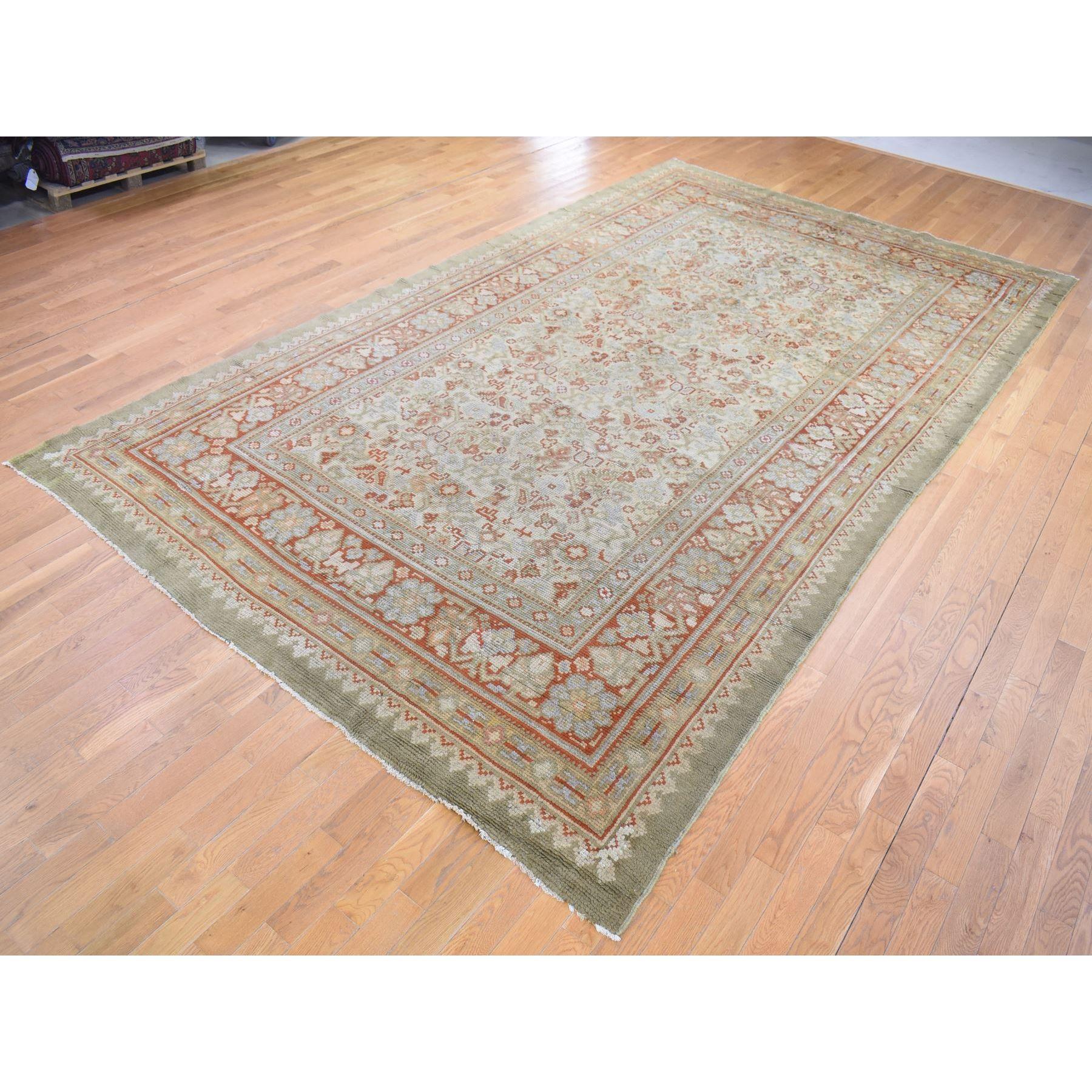 Medieval Beige, Antique European Donegal, Excellent Condition, Pure Wool Hand Knotted Rug For Sale