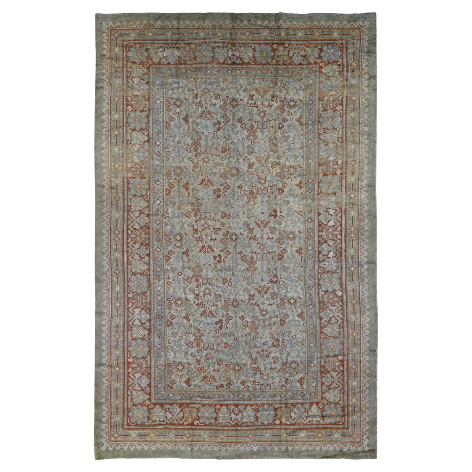 Beige, Antique European Donegal, Excellent Condition, Pure Wool Hand Knotted Rug For Sale