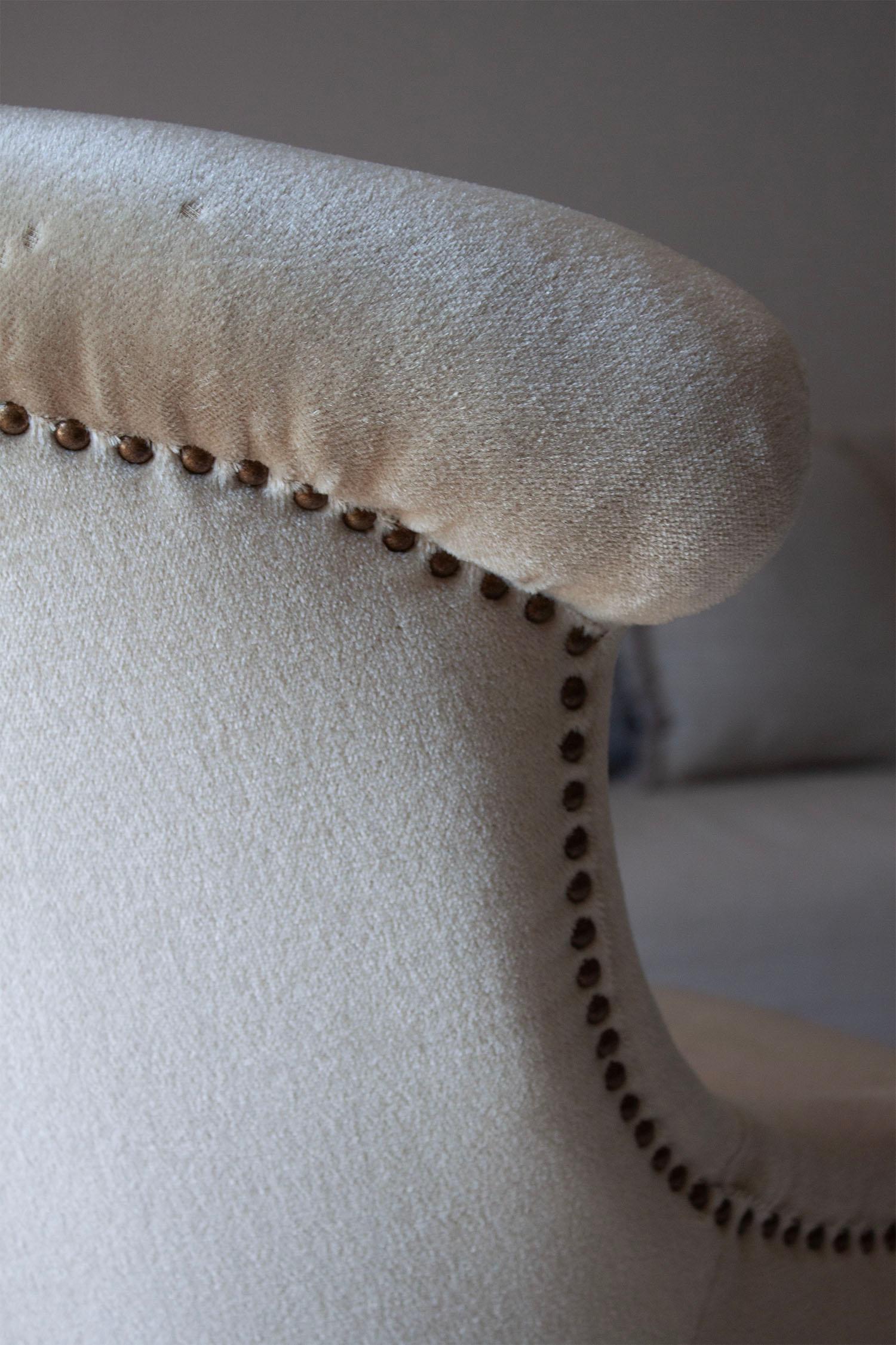 Fauteuil en mohair beige Antique French Victorian en vente 5