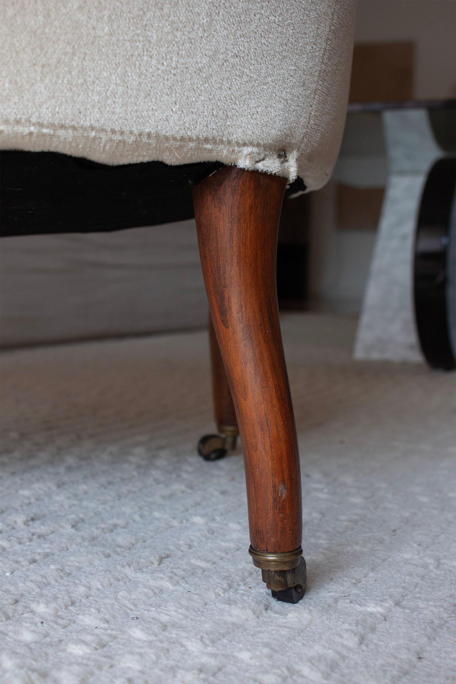 Fauteuil en mohair beige Antique French Victorian en vente 7