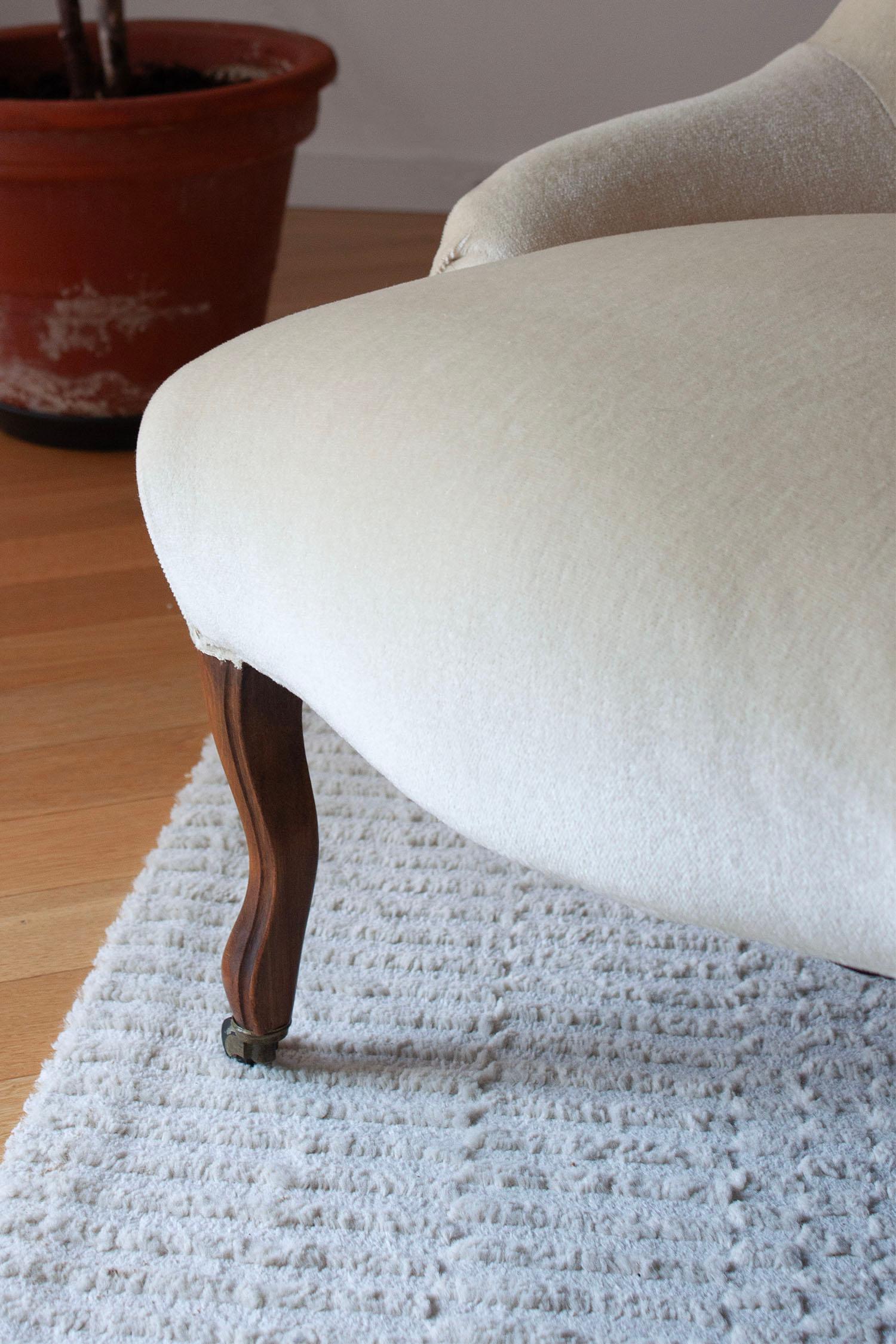 Fauteuil en mohair beige Antique French Victorian Bon état - En vente à Rümmingen, BW