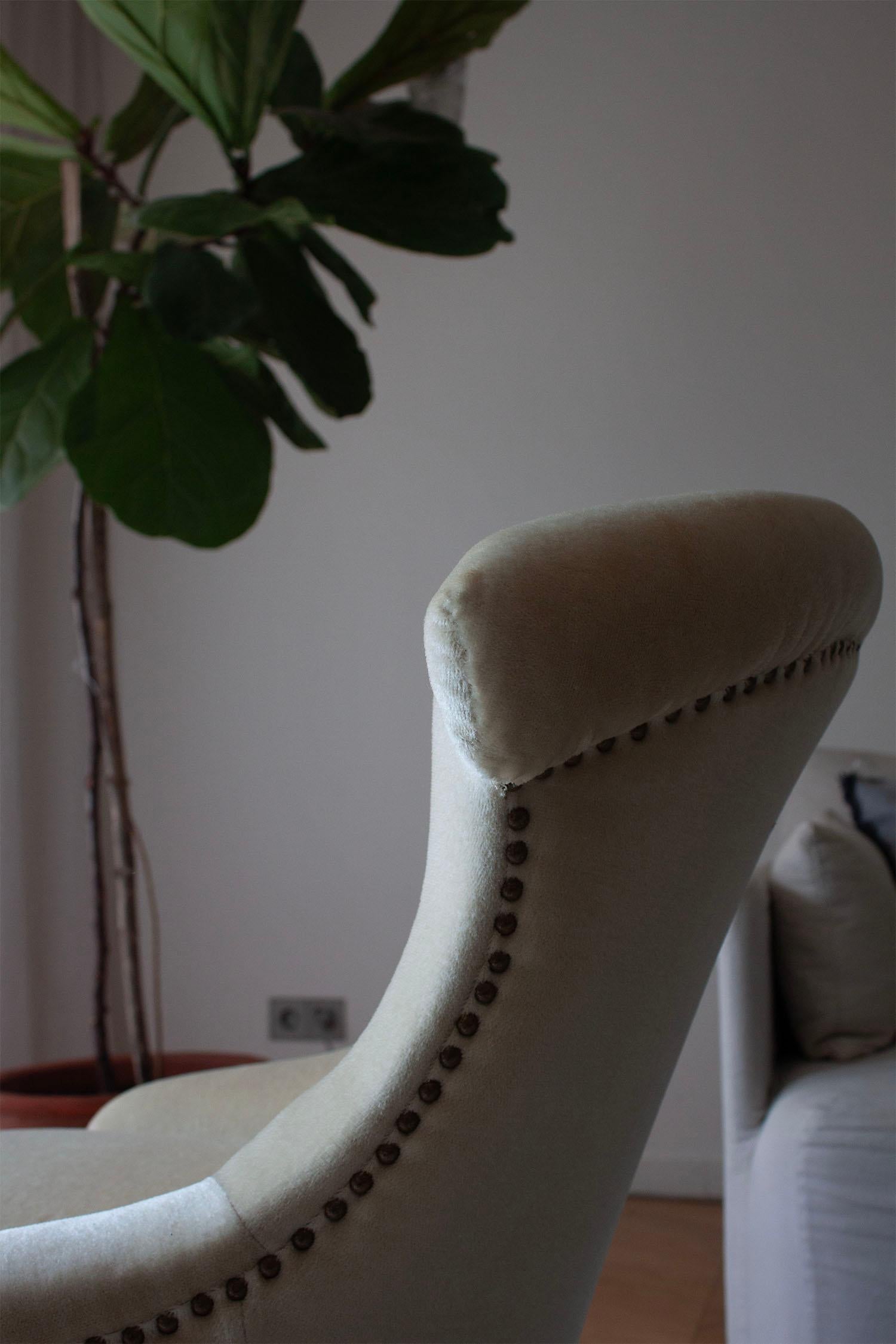 Tissu Fauteuil en mohair beige Antique French Victorian en vente