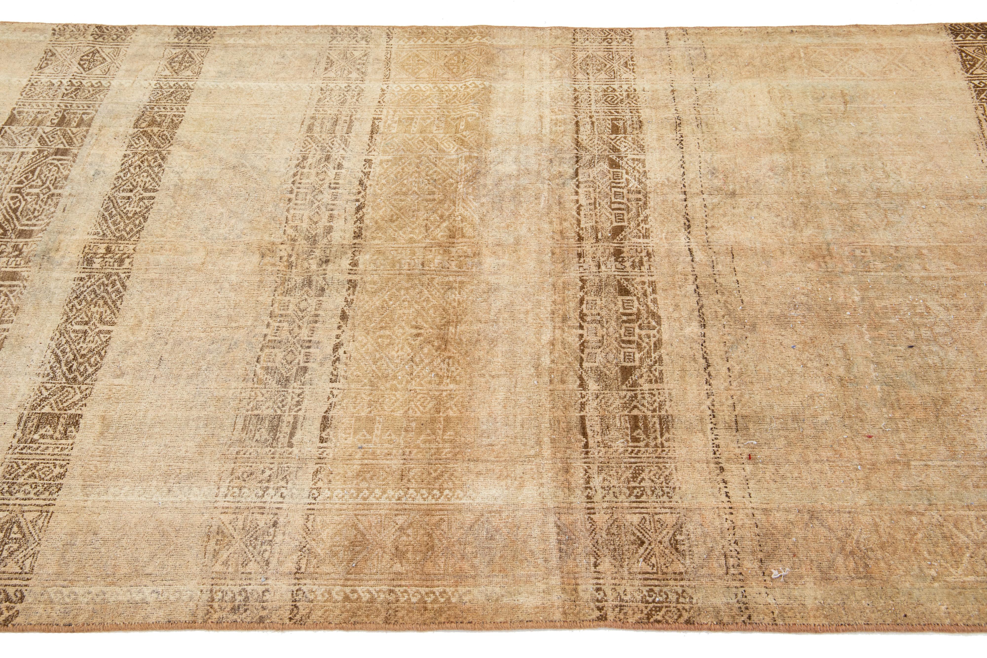 Hand-Knotted Beige Antique Hamadan Persian Wool Rug with Allover Design For Sale