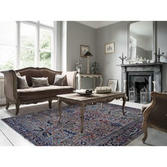 Beige Antique Persian Heriz All Over Design Pure Wool Hand Knotted Clean Rug