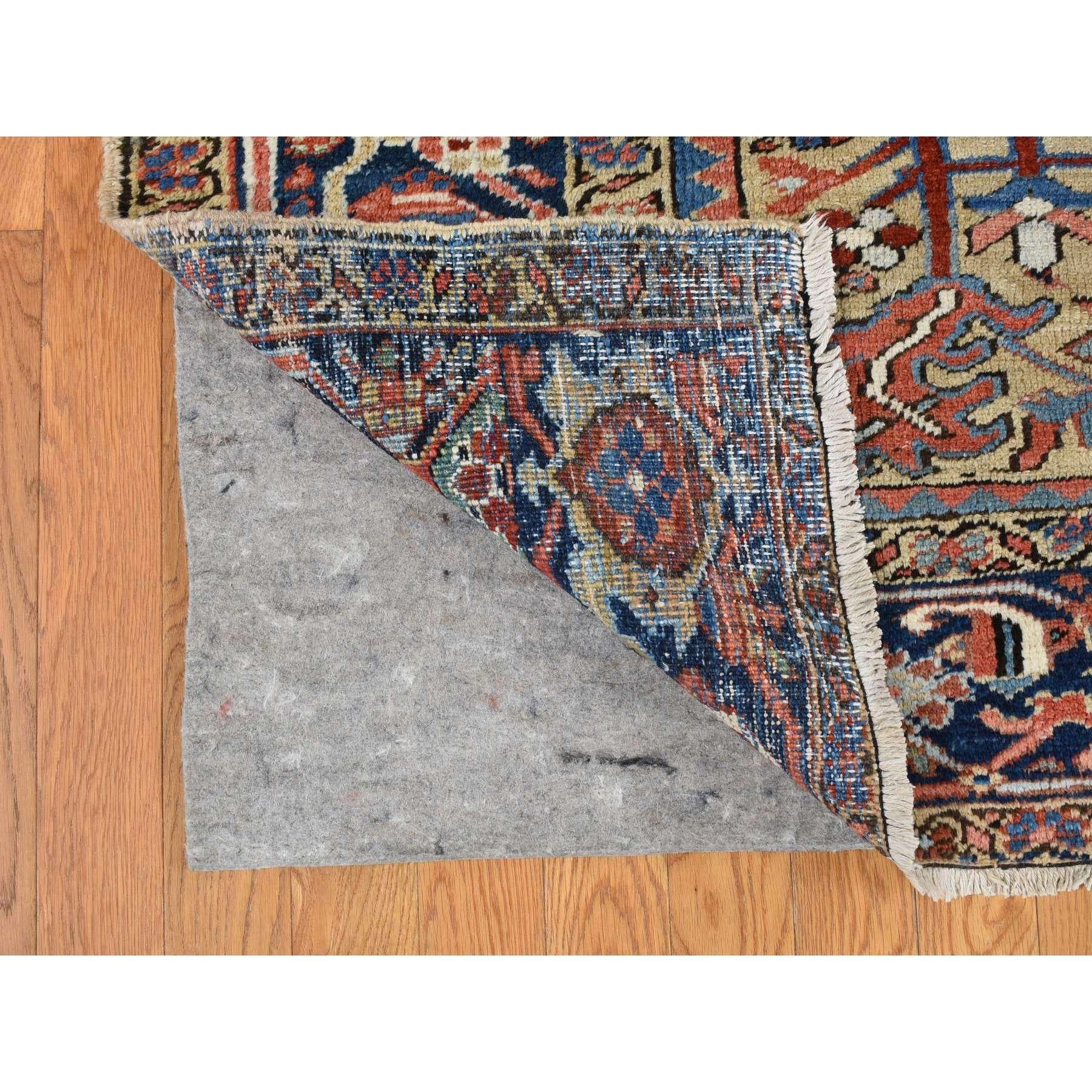 Beige Antique Persian Heriz All Over Design Pure Wool Hand Knotted Clean Rug In Good Condition For Sale In Carlstadt, NJ