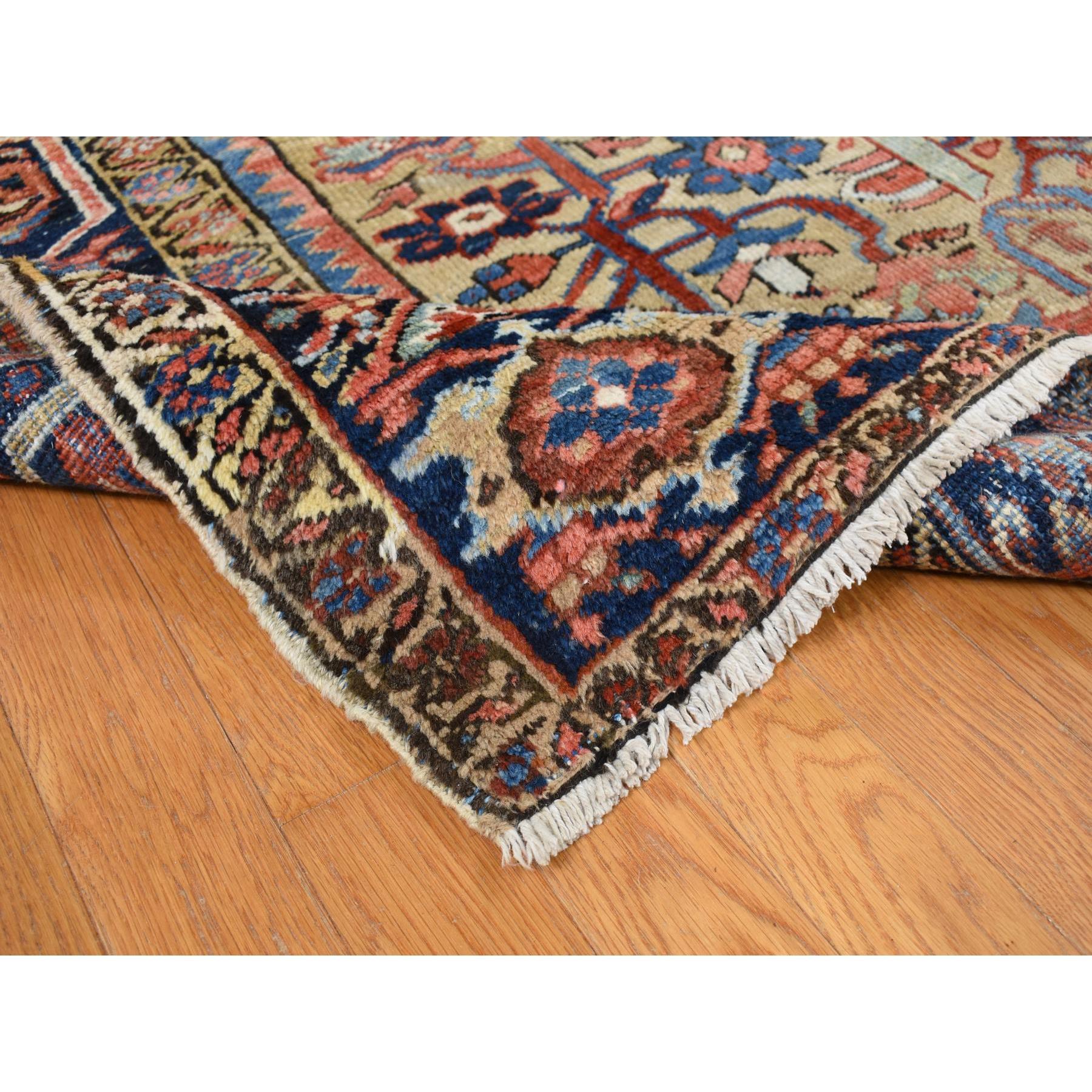 Early 20th Century Beige Antique Persian Heriz All Over Design Pure Wool Hand Knotted Clean Rug For Sale