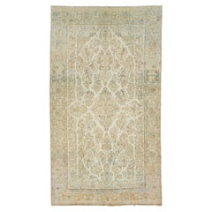 Beige Antique Persian Mahal Wool Rug with Allover Design from the 1900s