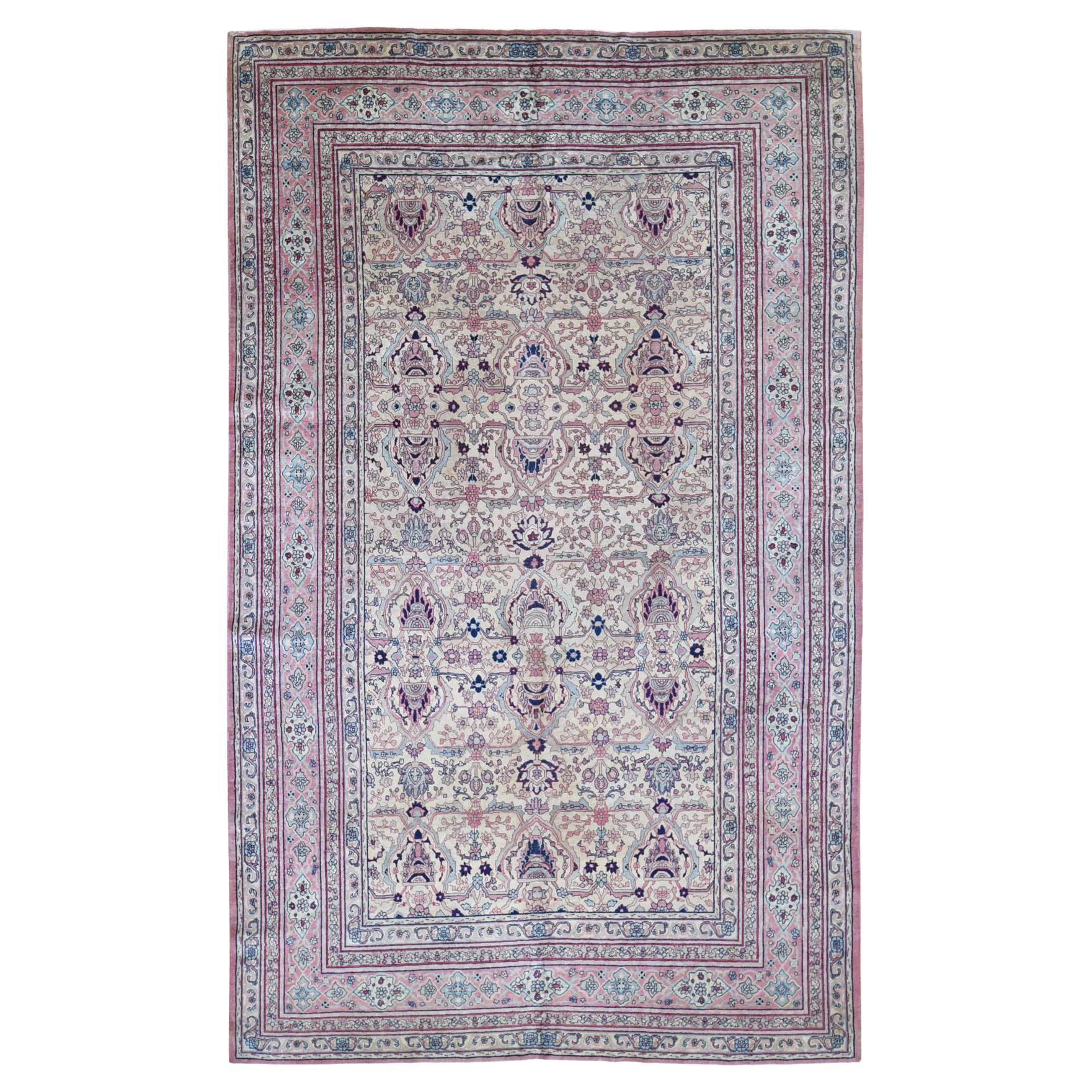 Tapis Sivas turc ancien beige, état neuf, propre, noué à la main, en pure laine en vente