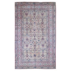 Antiker türkischer Sivas-Teppich in Beige, mintfarben, sauber, handgeknüpft, aus reiner Wolle