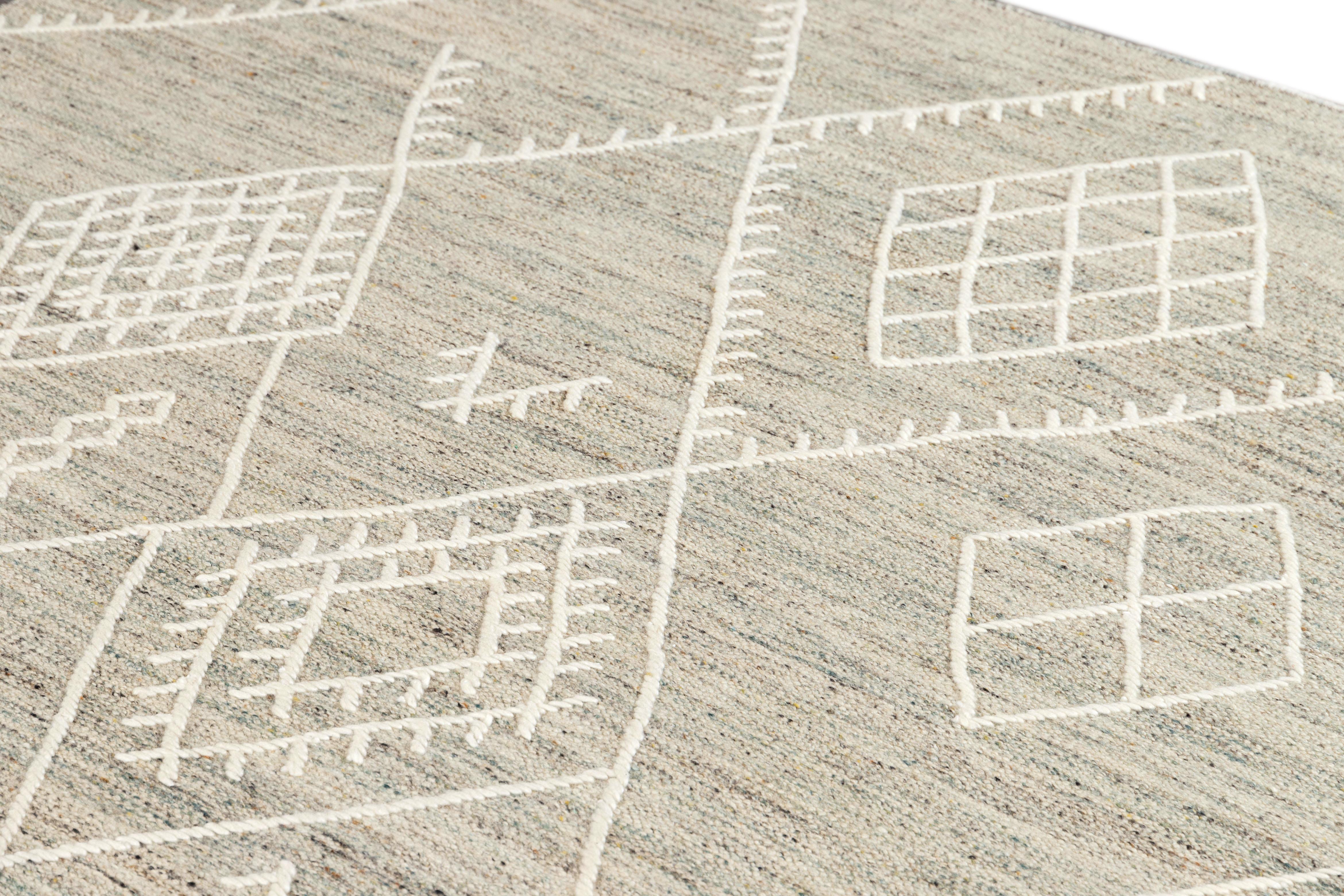 Beige Apadana's Nantucket Collection Flatweave Kilim Coastal Designed Wool Rug For Sale 1