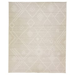 Alfombra de lana de diseño costero Kilim de tejido plano de la colección Nantucket de Apadana Beige