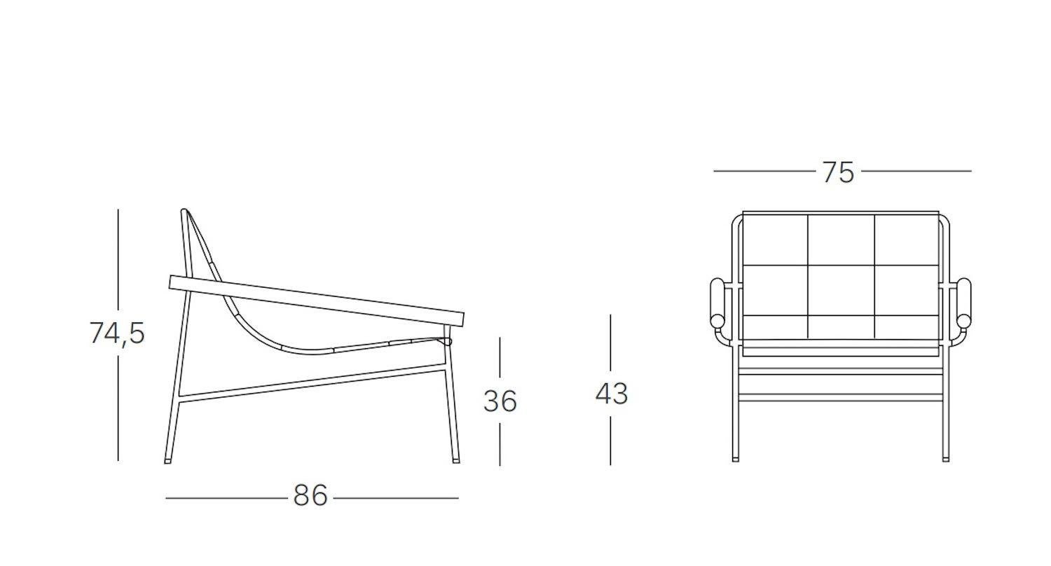 Contemporary 21st Century Carrés Beige Fabric Armchair Indoor Outdoor Metal For Sale
