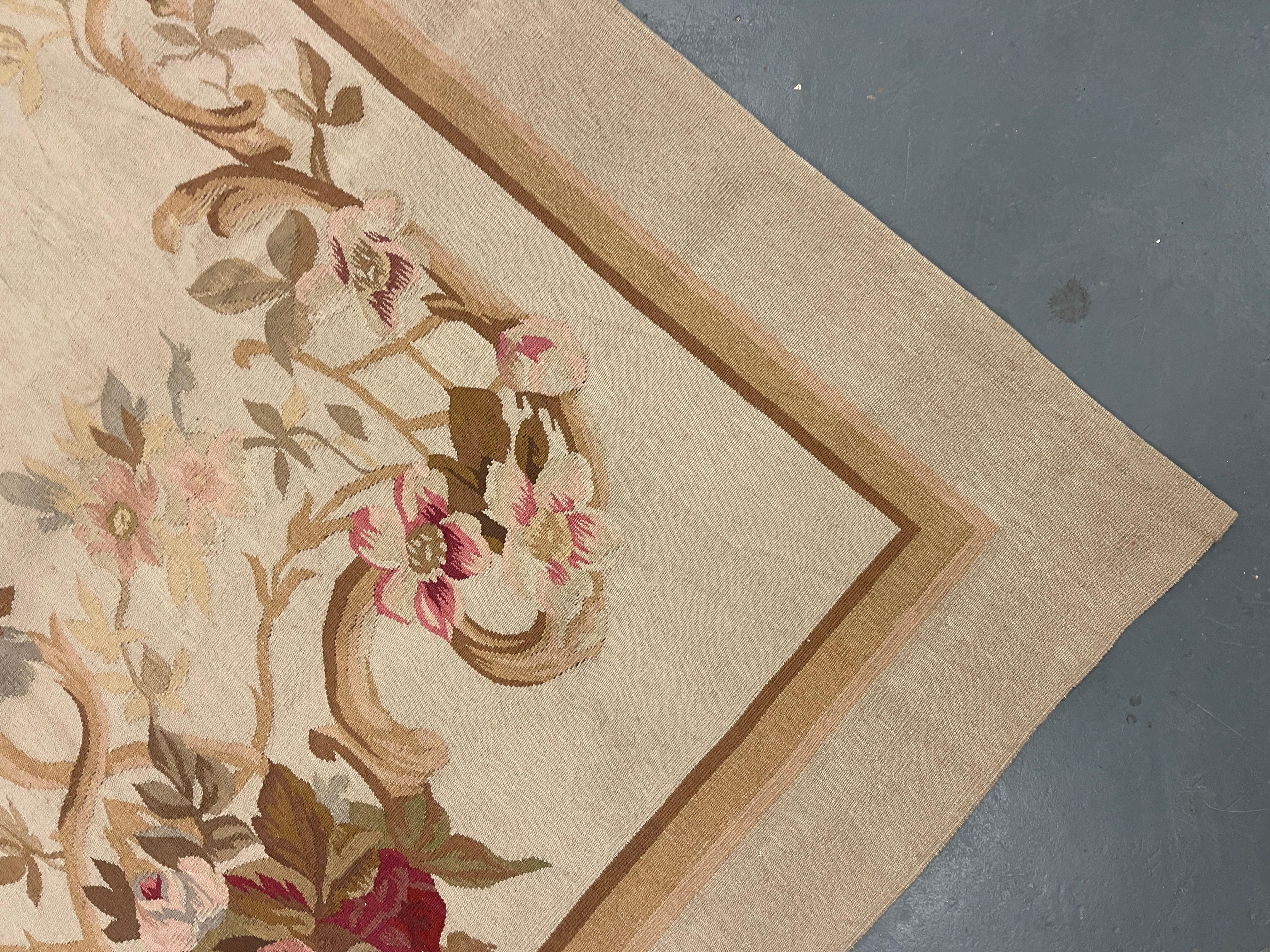 French Beige Aubusson Runner Rug Floral Livingroom Rugs Magnificent Home Decor Carpet For Sale