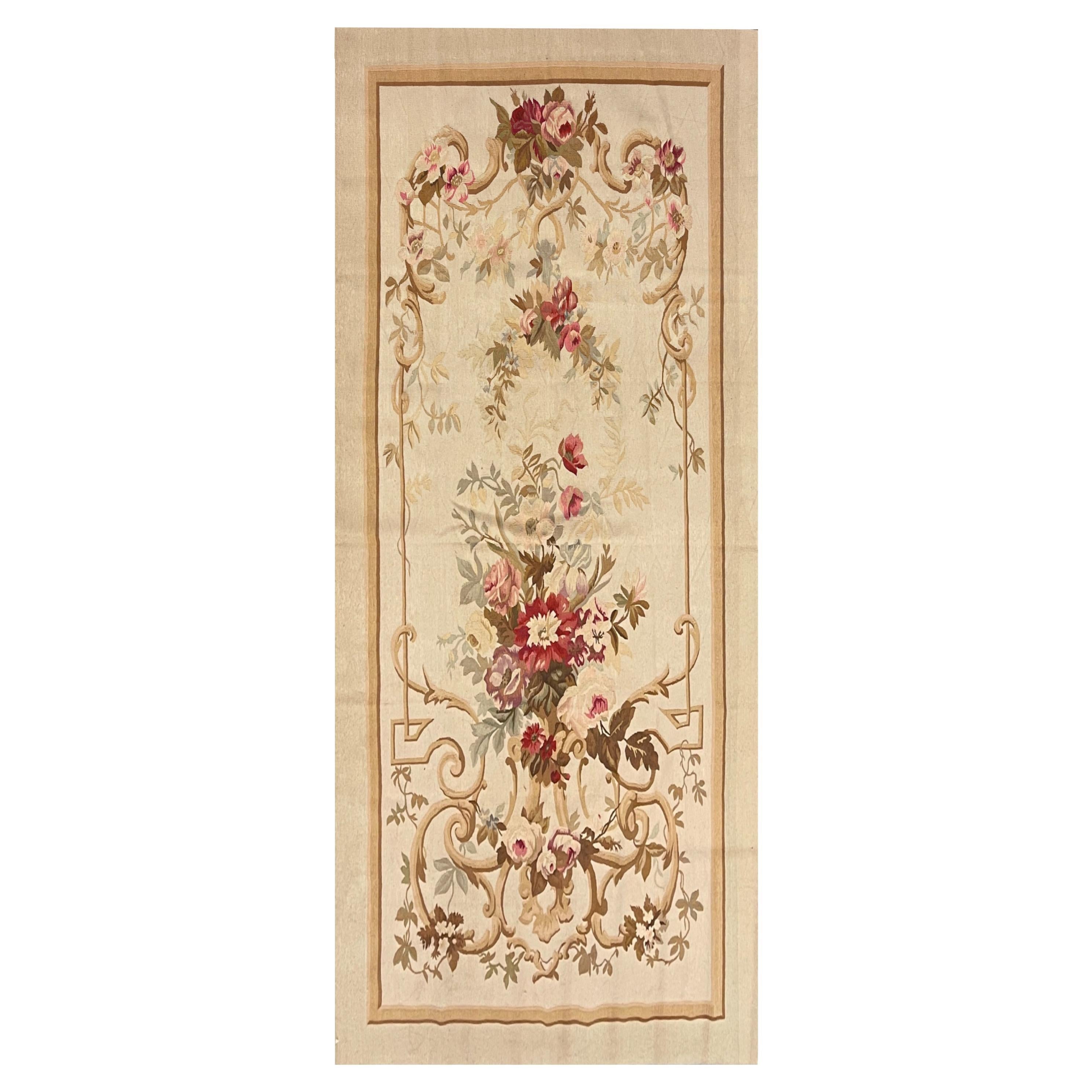 Tapis de couloir Aubusson beige à motifs floraux pour salon Magnifique tapis de décoration intérieure