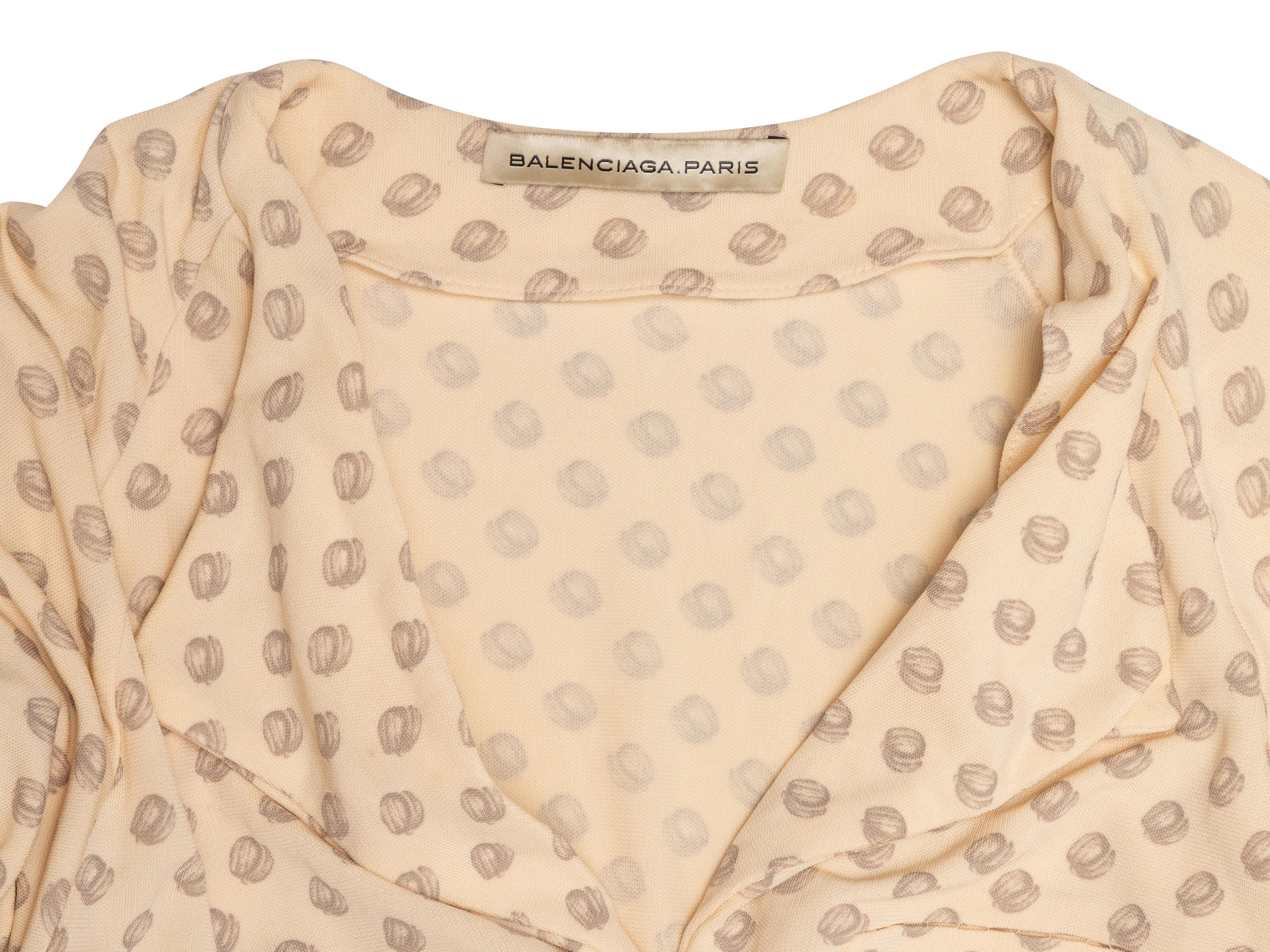 Women's Beige Balenciaga Printed Short Sleeve Dress Size FR 34 For Sale