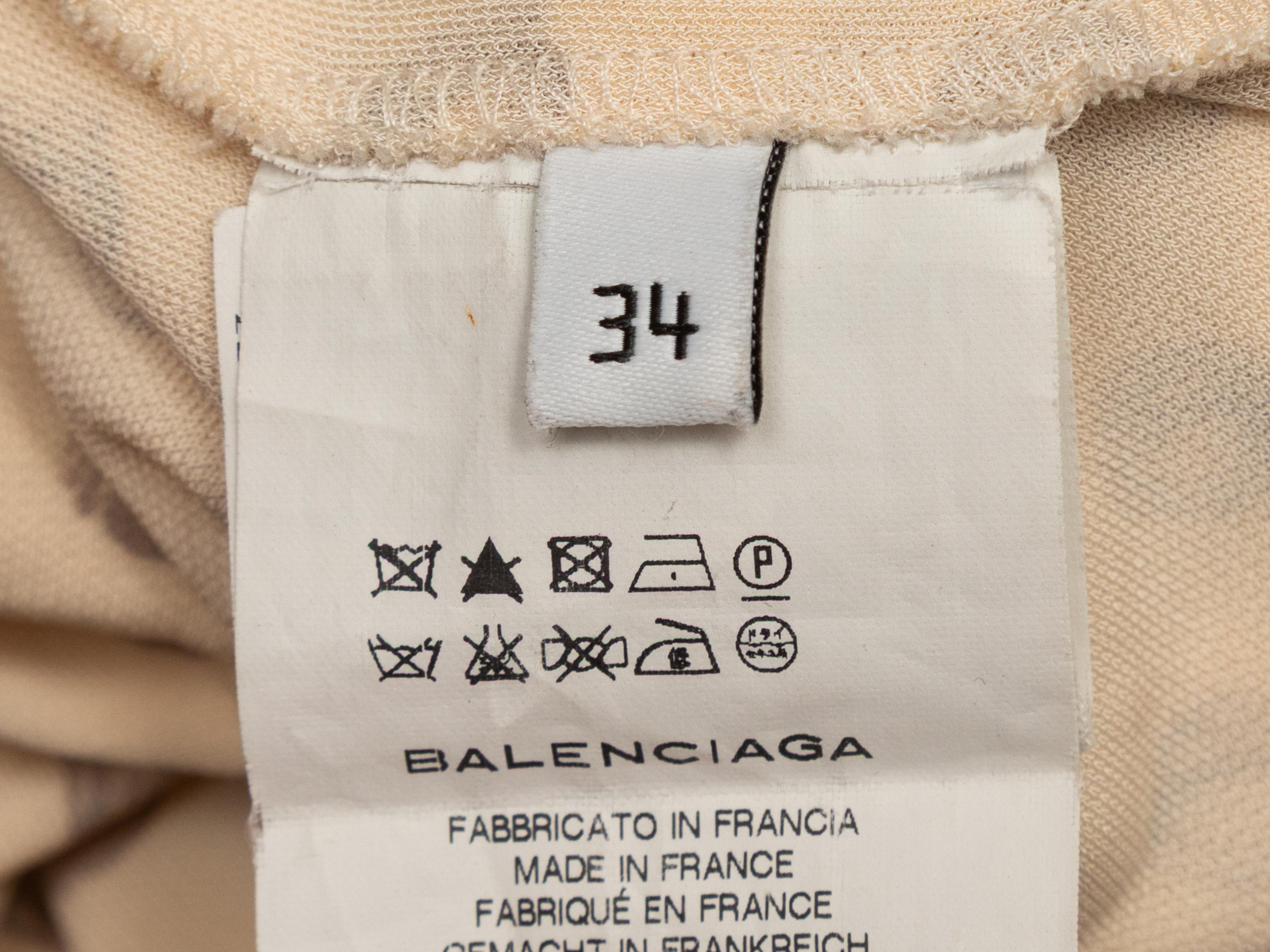 Beige Balenciaga Printed Short Sleeve Dress Size FR 34 For Sale 2