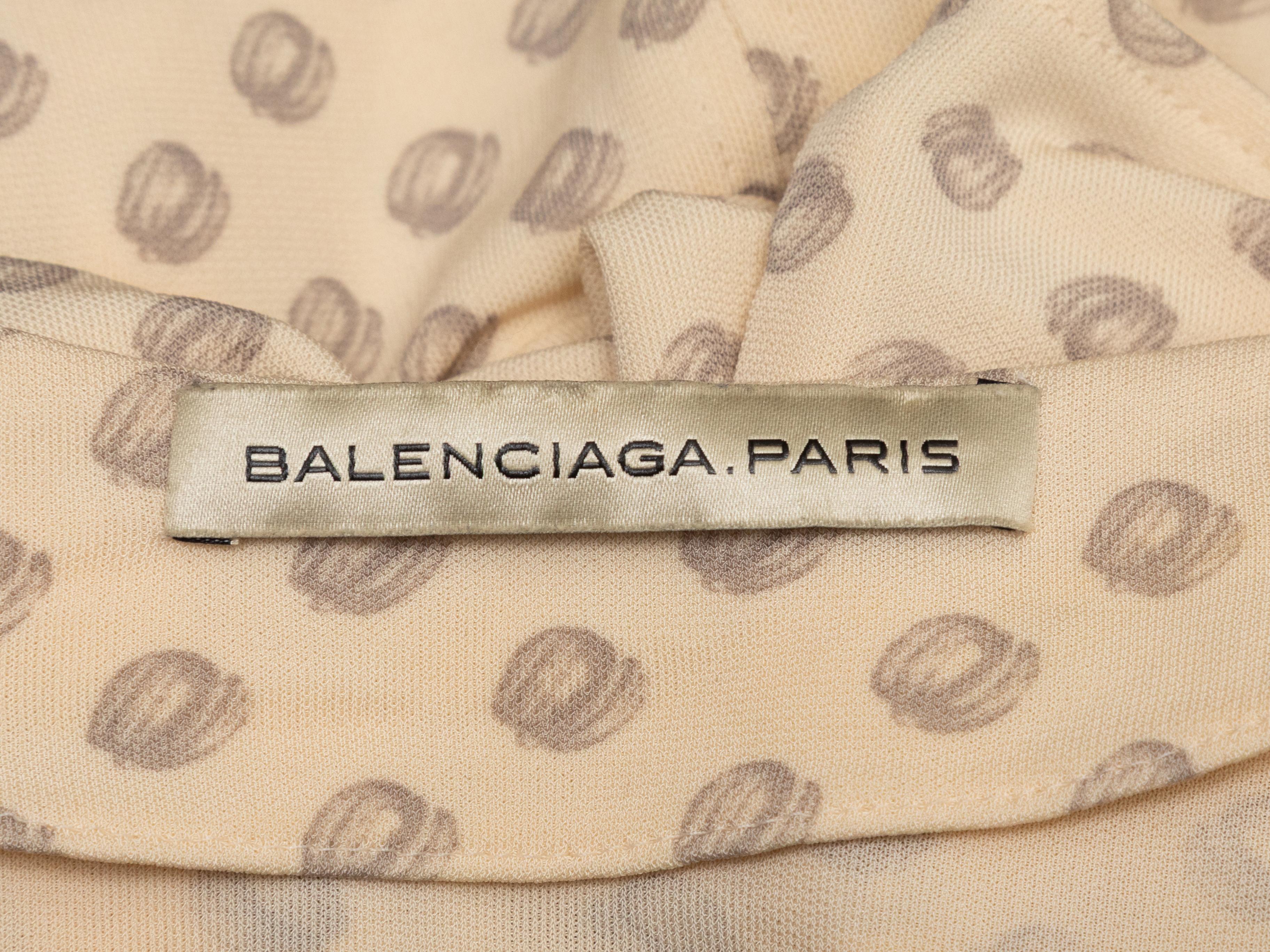 Beige Balenciaga Printed Short Sleeve Dress Size FR 34 For Sale 3
