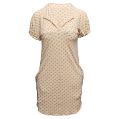 Beige Balenciaga Printed Short Sleeve Dress Size FR 34