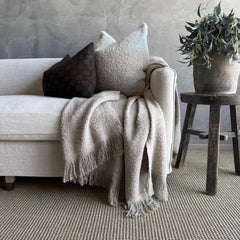 Beige Belgian Linen and Wool Throw - XL