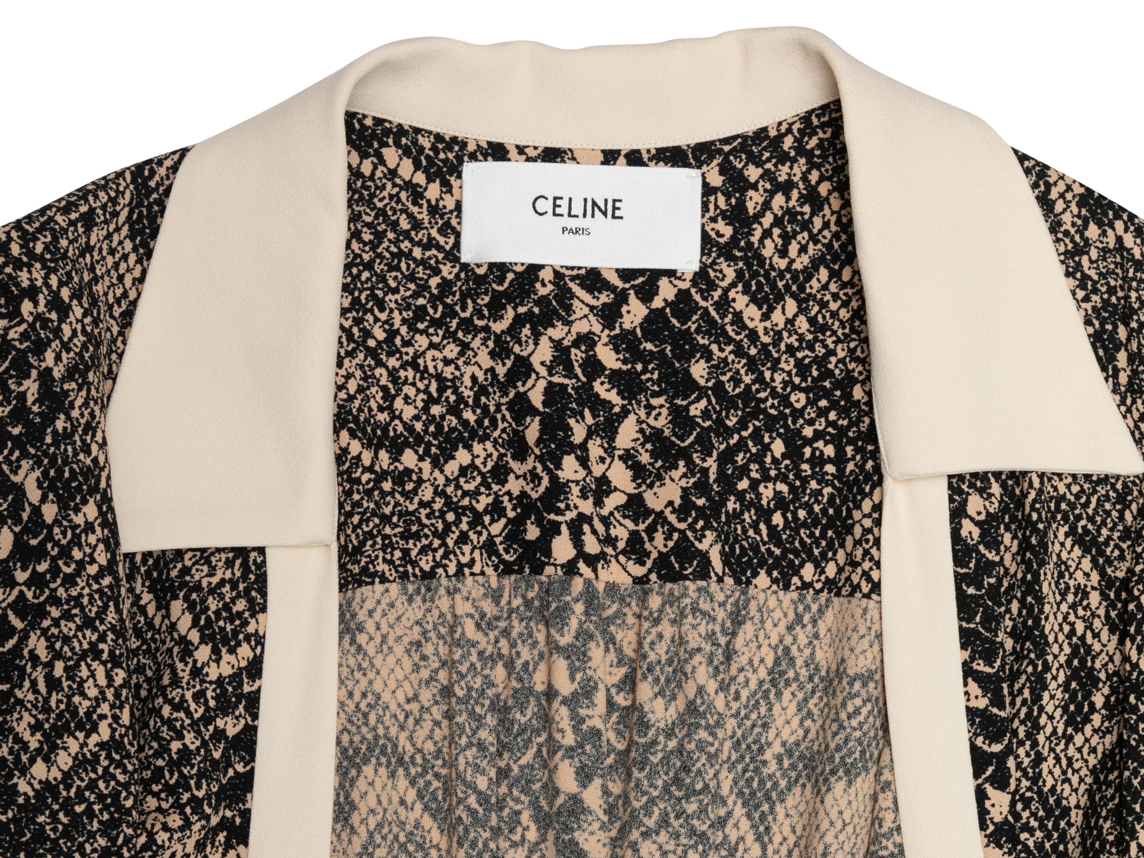 Vestido estampado de piel de serpiente Celine Otoño/Invierno 2020 beige y negro Talla US S en Bueno estado para la venta en New York, NY