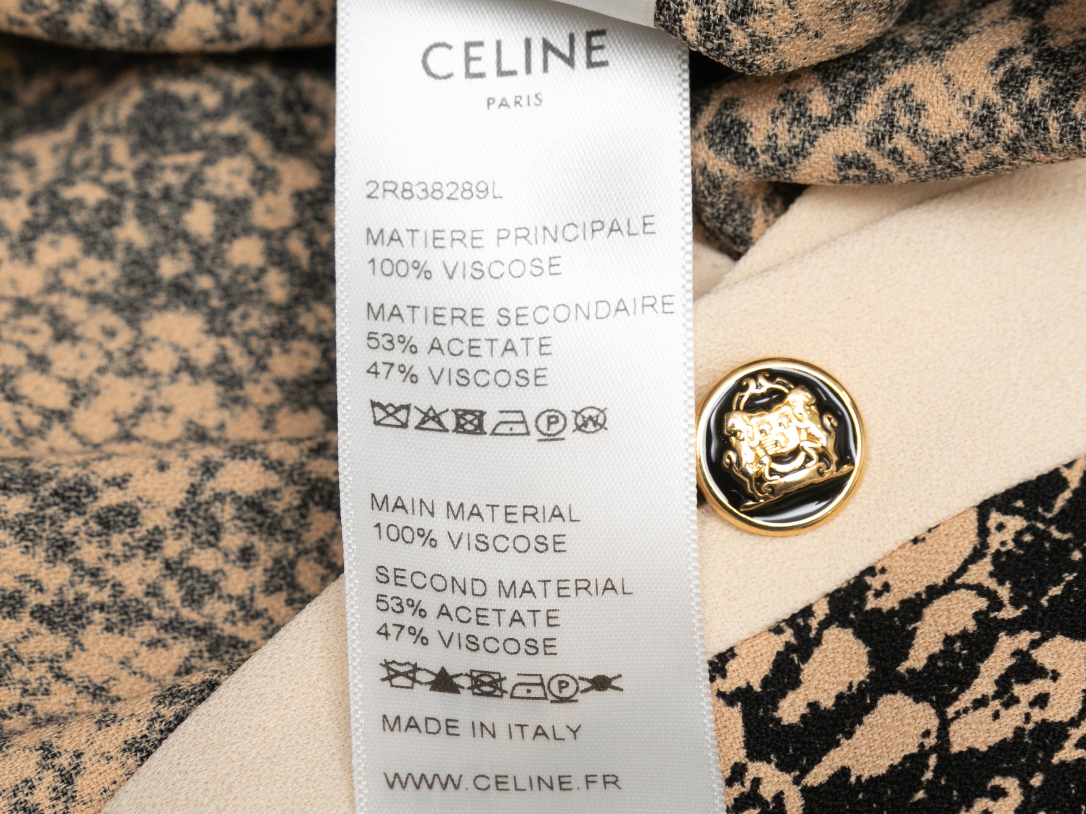 Vestido estampado de piel de serpiente Celine Otoño/Invierno 2020 beige y negro Talla US S en venta 1