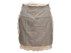 Beige & Black Fendi Virgin Wool & Silk Check Mini Skirt Size IT 40