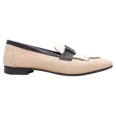 Beige & Black Hermes Royal H Loafers Size 37