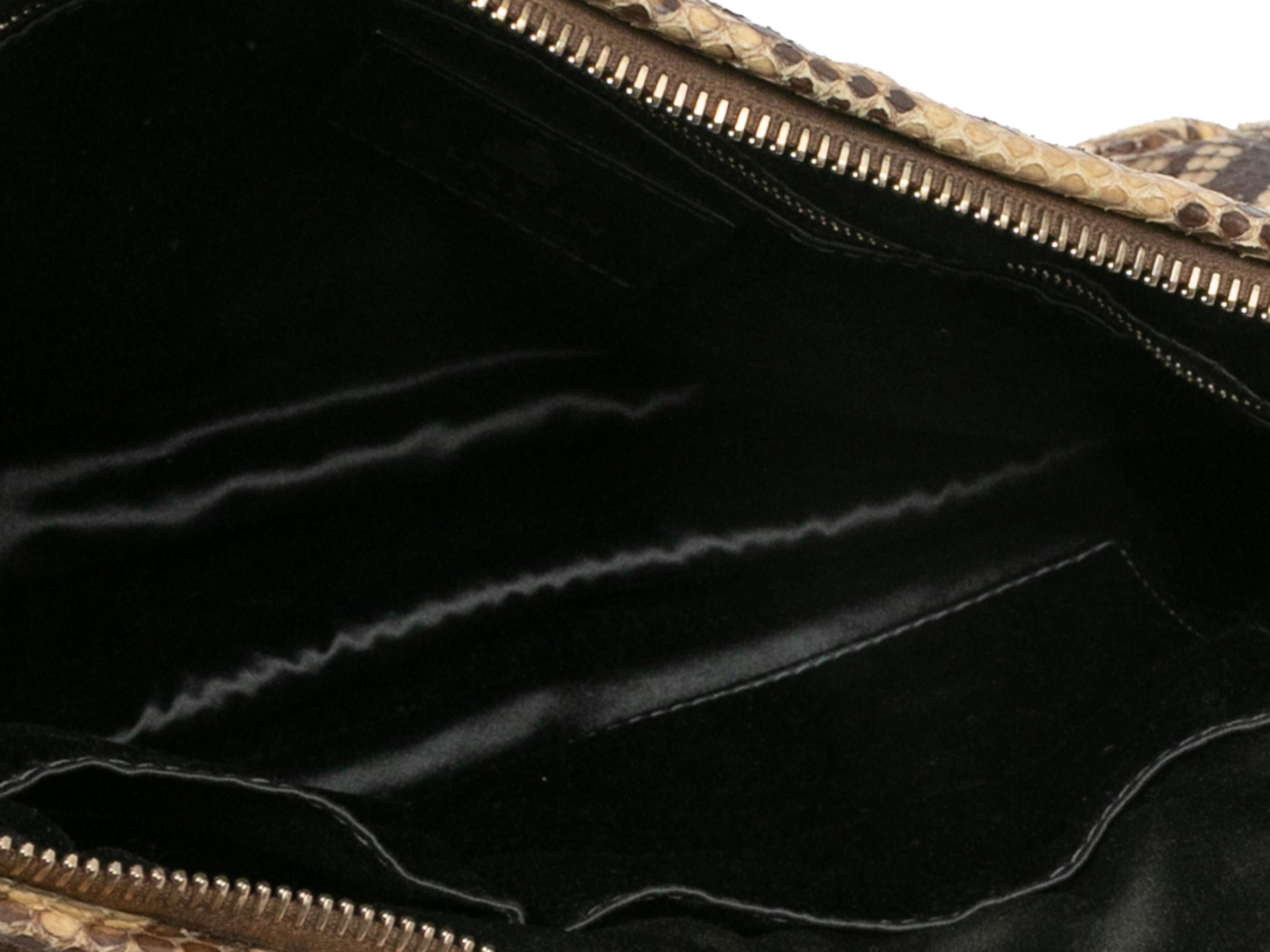 Beige & Black Lanvin Snakeskin Shoulder Bag In Good Condition For Sale In New York, NY