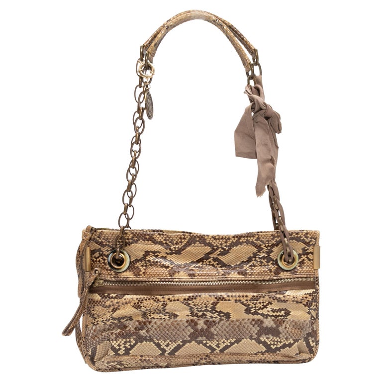 Beige and Black Lanvin Snakeskin Shoulder Bag For Sale at 1stDibs