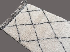 Beige Black Moroccan Hallway Runner Beni Ourain Rug North African Tribal Japandi
